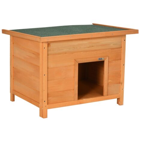 Niche bois extérieur toit asphalte 82x58x58 cm, étanche plancher surélevé à charnières pour petits chiens - jaune