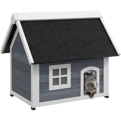 Niche chat imperméable fenêtre 77x57,5x68 cm sauf toit asphalte gris blanc noir