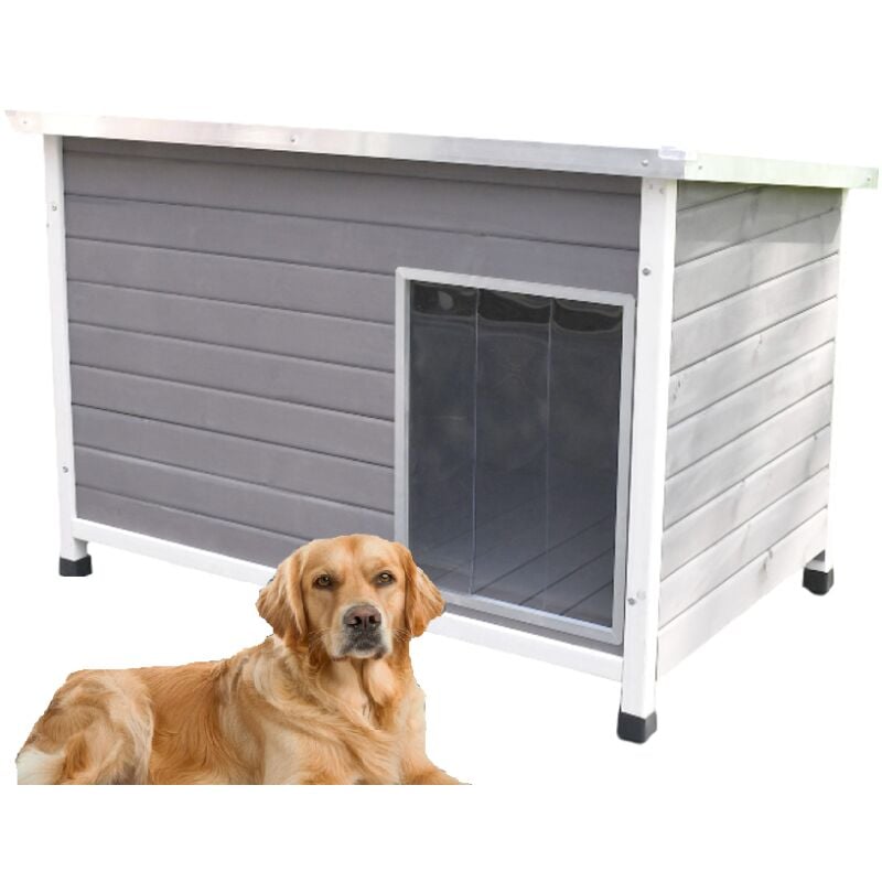 Bb-loisir - Niche Chien bois massif avec toit pliant jacky Gris clair xl 117x 75x 80 cm