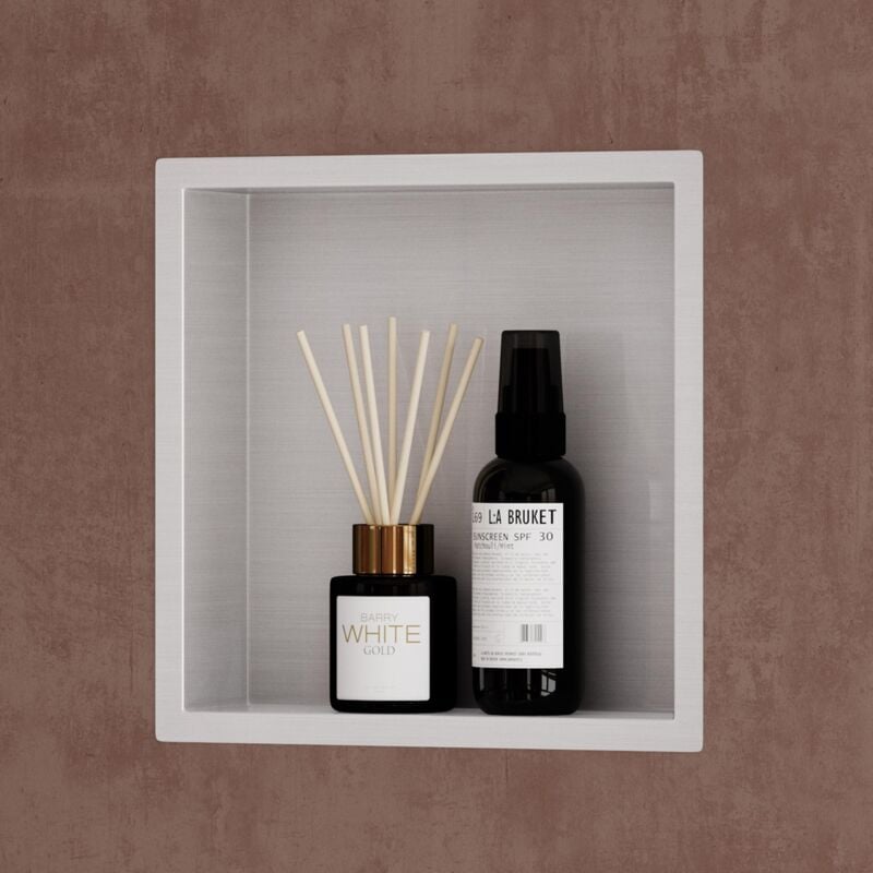 Niche de Douche à Carreler Argent 30x30cm Étagère Murale à Encastrer en Acier Inoxydable 1 Pièce