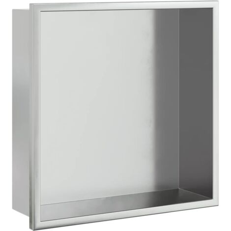 Niche de douche argenté brossé 32x32x9 cm acier inoxydable CFW740034
