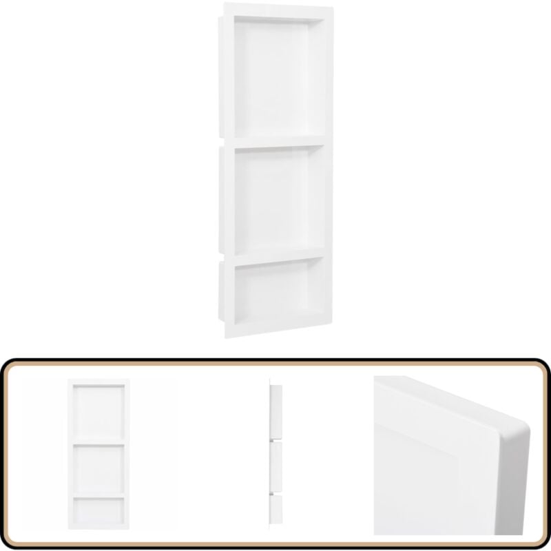 Niche de douche avec 3 compartiments Blanc brillant 41x99x9 cm - Niche De Douche - Étagère De Douche - Rangement Douche - Salle De Bain - Décoration