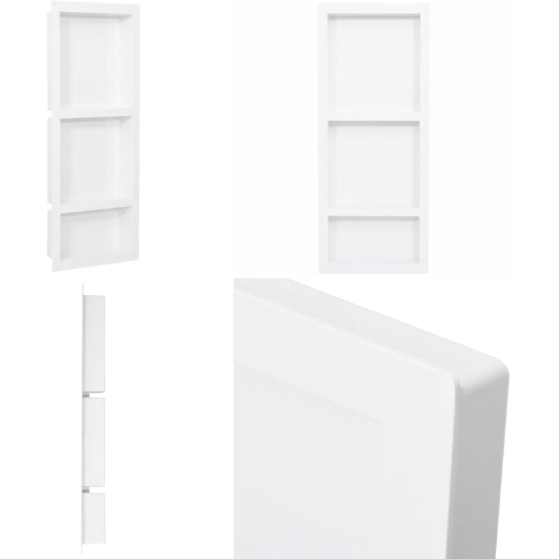 Vidaxl - Niche de douche avec 3 compartiments Blanc brillant 41x99x9 cm - Niche De Douche - Étagère De Douche - Rangement Douche - Salle De Bain