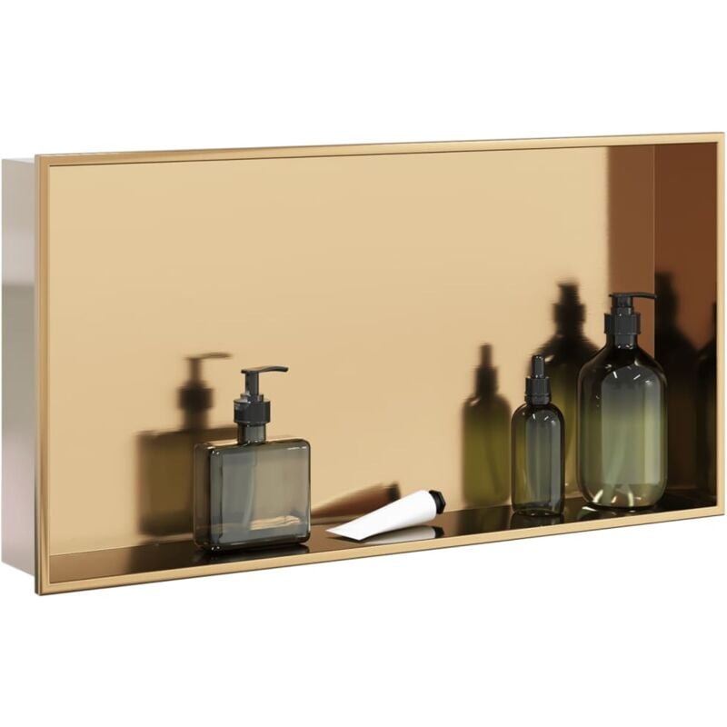 vidaXL Niche de douche doré brossé 62x32x9 cm acier inoxydable