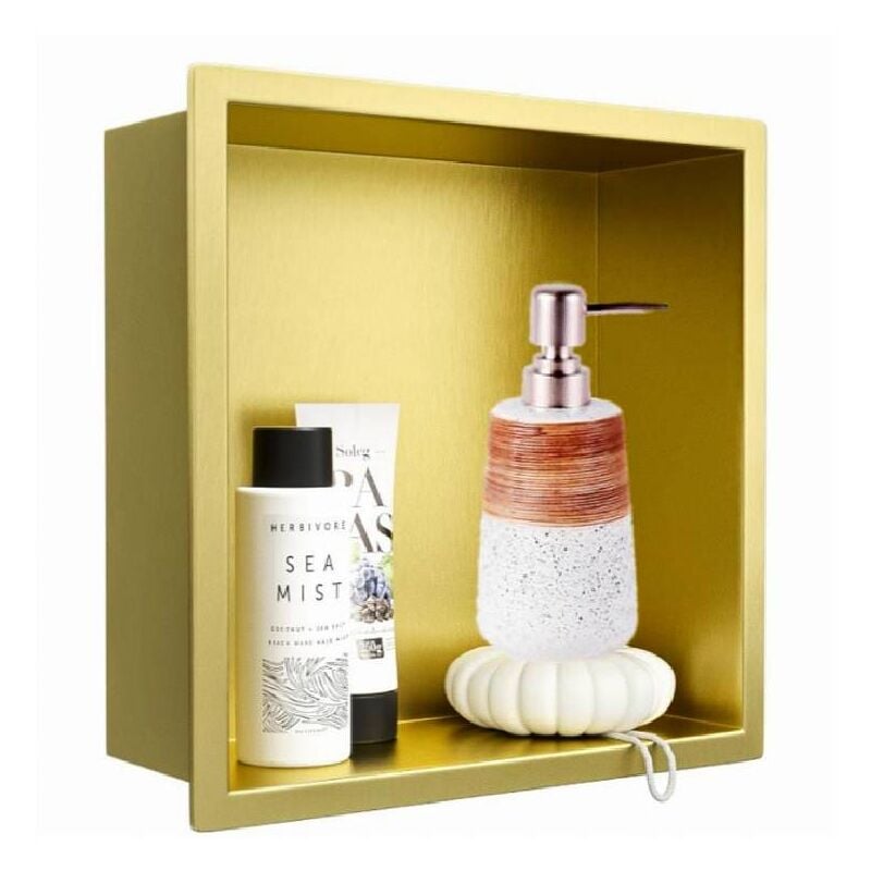 Niche de douche en acier inoxydable avec distributeur de gel douche 303212cm doré pas besoin de carrelage étagère de douche encastrée niche étagère