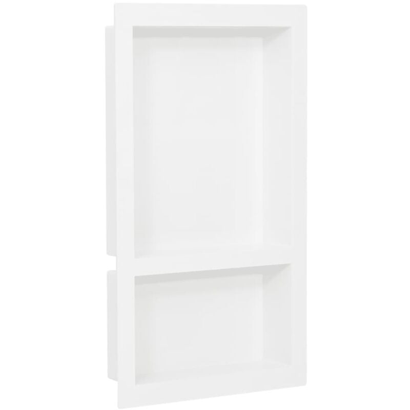 Niche de douche Niche à encastrer ouverte Etagère et rangement de douche avec 2 compartiments Blanc brillant 41x69x9 cm BXZ4434