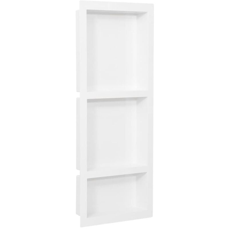 Niche de douche Niche à encastrer ouverte Etagère et rangement de douche avec 3 compartiments Blanc mat 41x99x9 cm BXZ2092