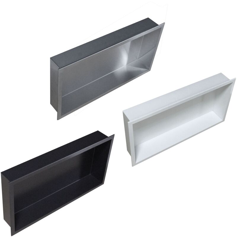 Niche murale de douche, étagère encastrable douche acier inox - 60x30x10cm - BS603010 Blanc - Bernstein