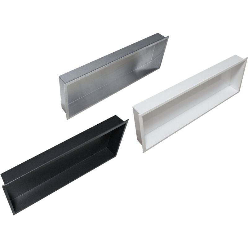 Niche murale de douche, étagère encastrable douche acier inox - 90x30x10cm - BS903010 Blanc - Bernstein