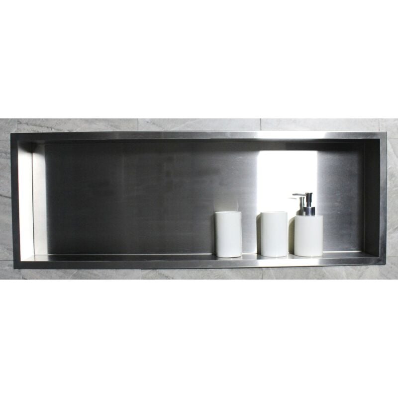 Niche murale de douche, étagère encastrable douche acier inox - 90x30x10cm - BS903010 Acier inoxydable brossé - Bernstein