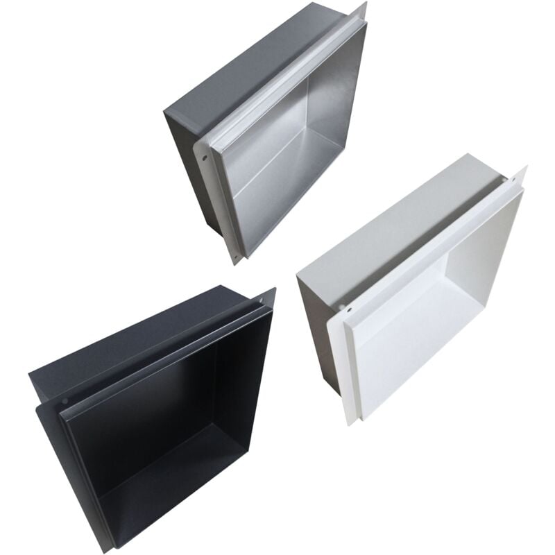 Niche murale de douche, étagère encastrable douche acier inox - 30x30x10cm - BS303010 Blanc - Bernstein
