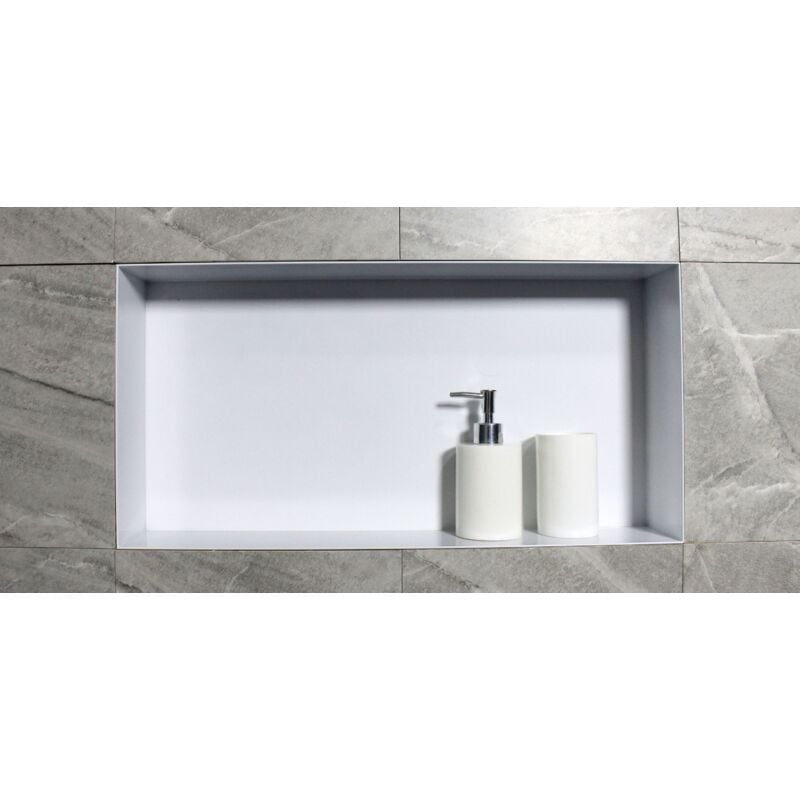 Niche murale de douche, étagère encastrable douche acier inox - 60x30x10cm - BS603010 Blanc - Bernstein