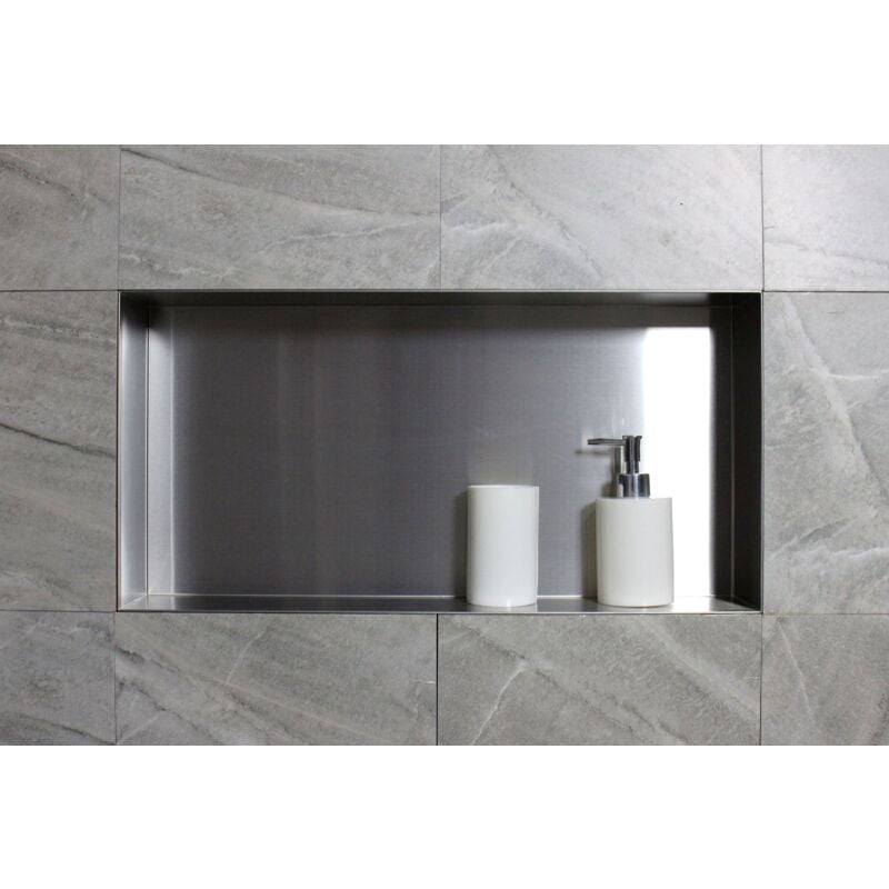 Niche murale de douche, étagère encastrable douche acier inox - 60x30x10cm - BS603010 Acier inoxydable brossé - Bernstein