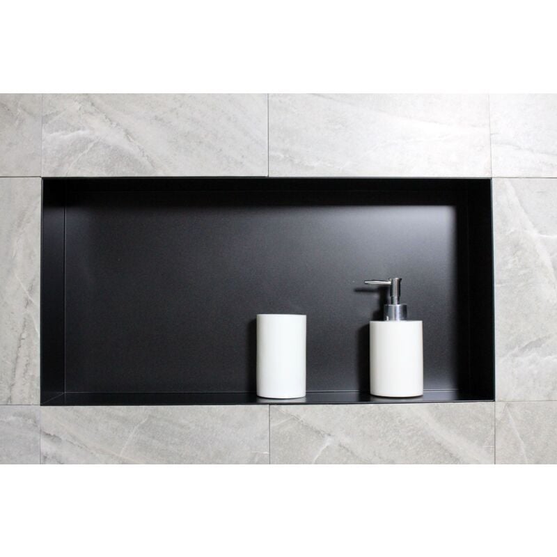 Niche murale de douche, étagère encastrable douche acier inox - 60x30x10cm - BS603010 Noir - Bernstein