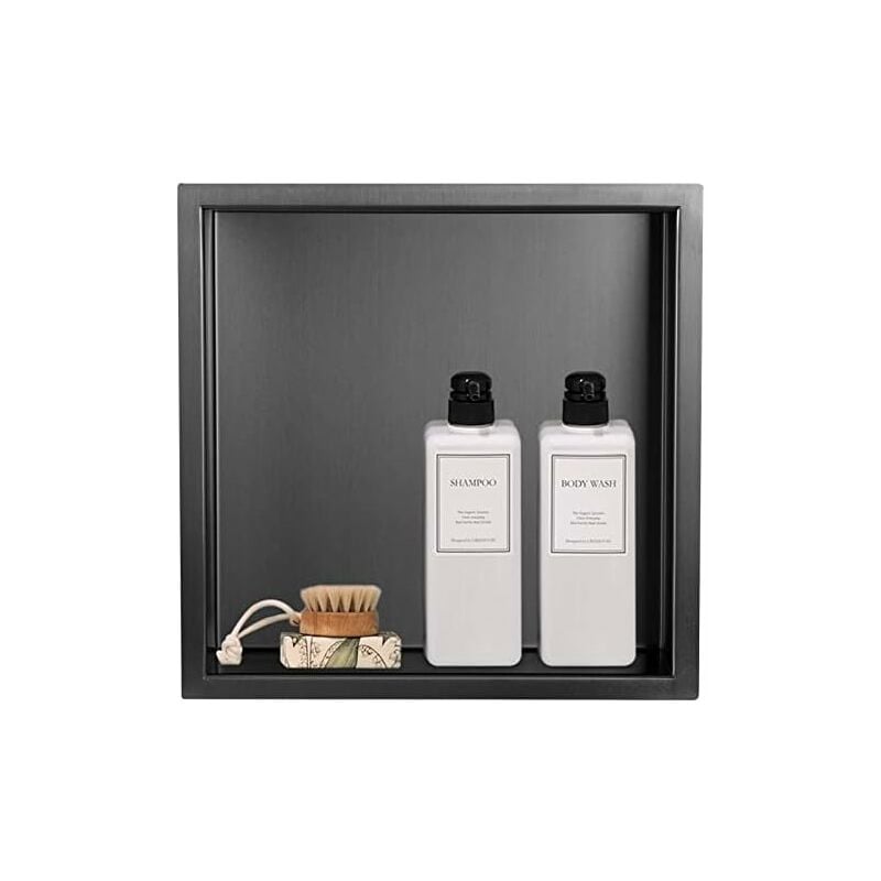 Niche Douche encastrable, Niche douch, etagère de Douche encastrée en Acier Inoxydable pour Rangement des shampooings, 32× 32 cm, Anthracite(Les