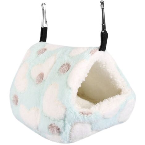 Niche douillet chaud d'hiver pour hamster lapin écureuil - Maison cage lit hamac (Bleu 17x15 cm)