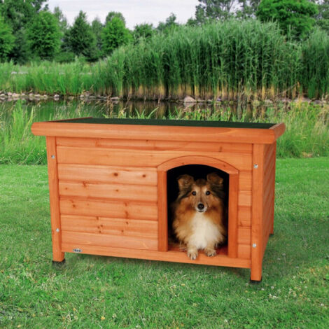 Natura niche pour chiens classic à toit plat - S-M: 85 × 58 × 60 cm, brun