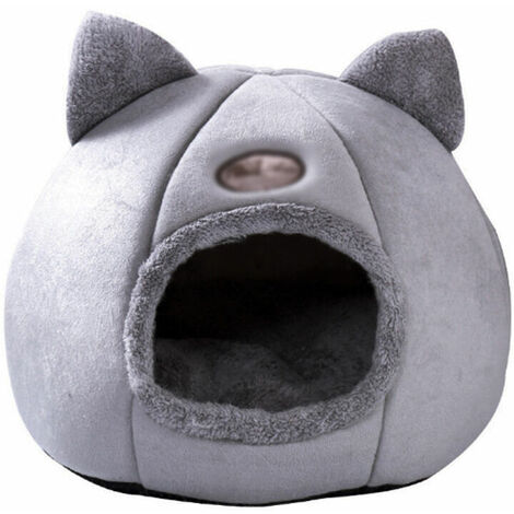 Niche et igloo pour chat Lit de chat chaud hiver doux confortable nid pour animaux de compagnie intérieur semi-fermé chat chien tente de couchage maison - M
