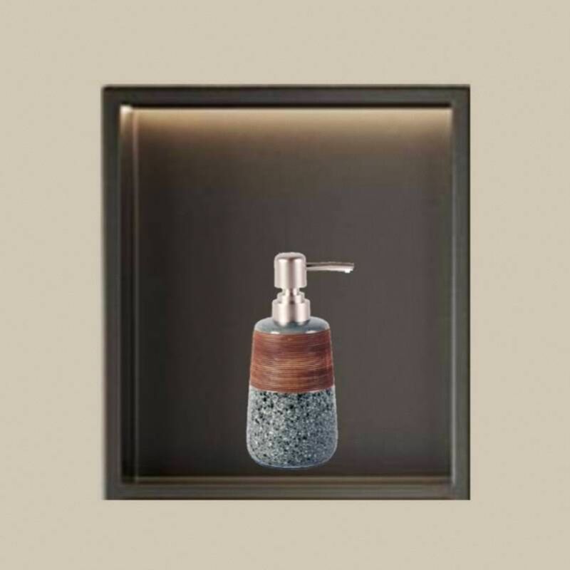 Niche étanche avec lumière et distributeur de gel douche 420 ml, niche de douche murale en acier inoxydable, niche de douche à un niveau, niche de