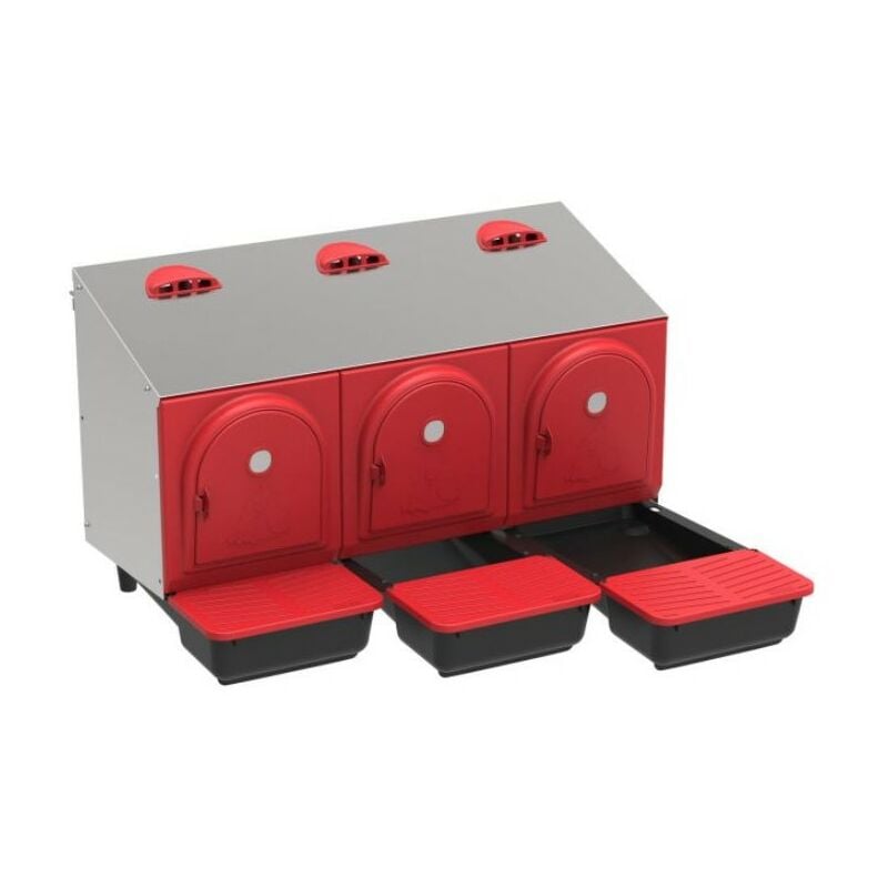 Niche de Ponceuse 3 départements d'extérieur 78x45x46 cm avec Plateau, pour jusqu'à 18 Poules