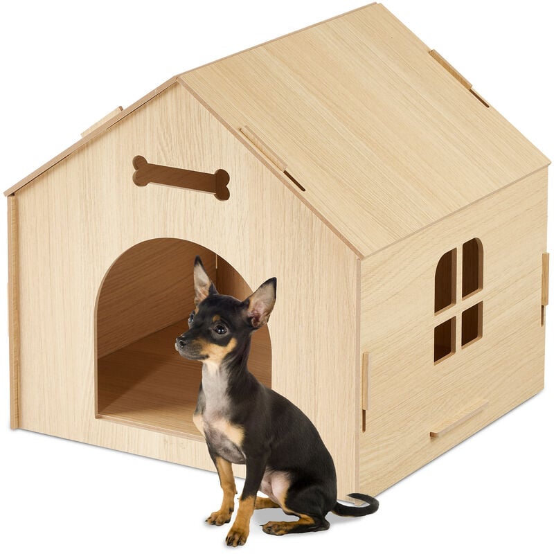 Niche intérieure, abri à construire soi-même, pour petits chiens ou chats, cabane en mdf, nature - Relaxdays