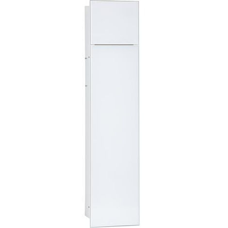 Niche mural WC, interieur blanc 2x portes vitrees blanches,2 etag. lxh:180x825mm, butee droite