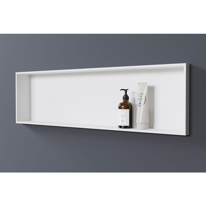 Niche murale douche fonte minérale, étagère rangement douche salle de bain encastrable - EG2510 - H.25cm P.10cm, largeur au choix 90cm, Sans spot led