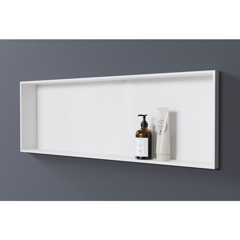 Niche murale douche fonte minérale, étagère rangement douche salle de bain encastrable - EG3010 - H.30cm P.10cm, largeur au choix 90 cm, Sans spot