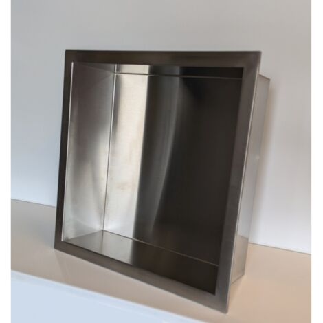 Niche murale de douche, étagère encastrable douche acier Inox Brossé - 30x30cm