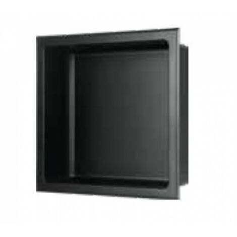 Niche murale de douche, étagère encastrable douche acier Noir Mat - 30x30cm