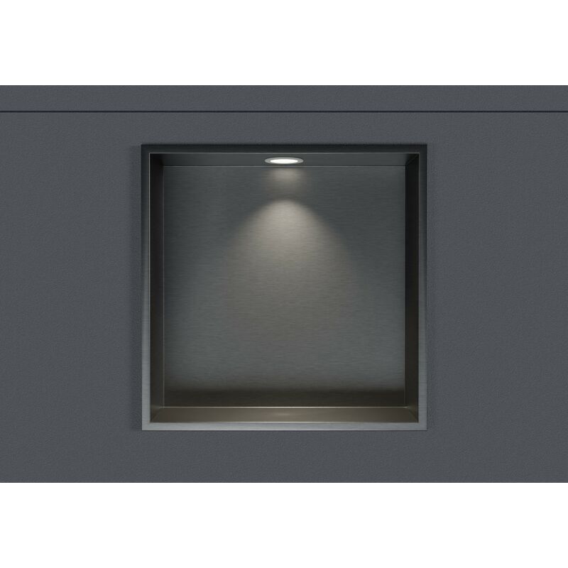 Bernstein - Niche murale douche acier inox + Spot led, étagère rangement douche salle de bain encastrable - 30x30x10cm - Couleur au choix - Bronze à