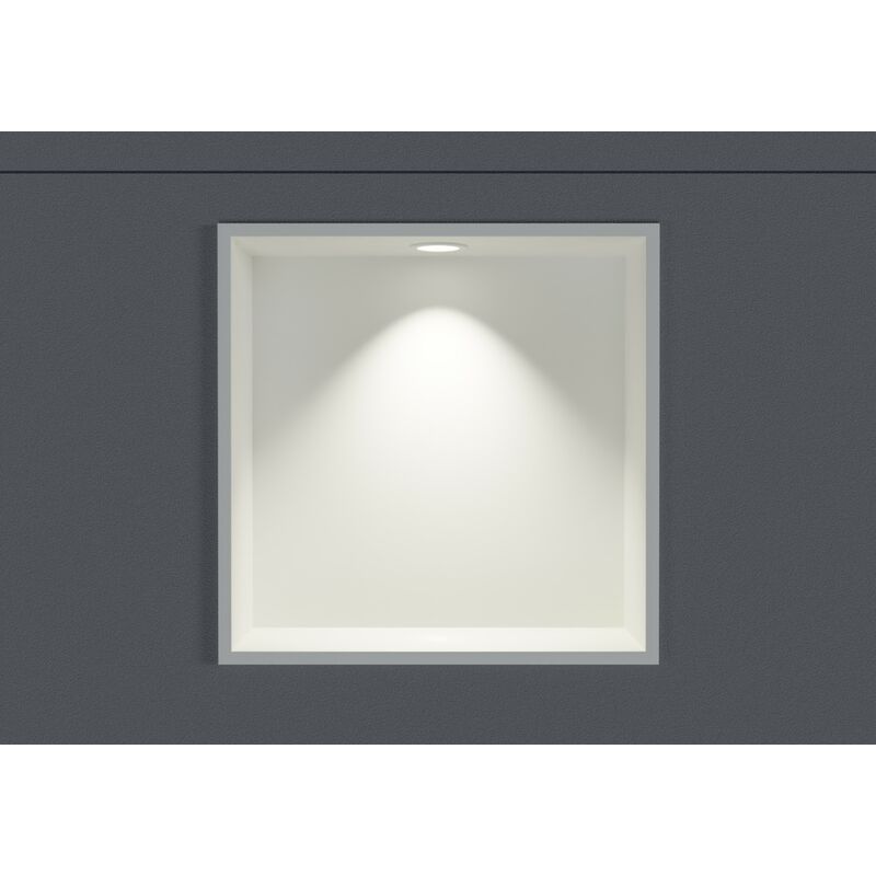 Bernstein - Niche murale douche acier inox + Spot led, étagère rangement douche salle de bain encastrable - 30x30x10cm - Couleur au choix - Blanc, 1x