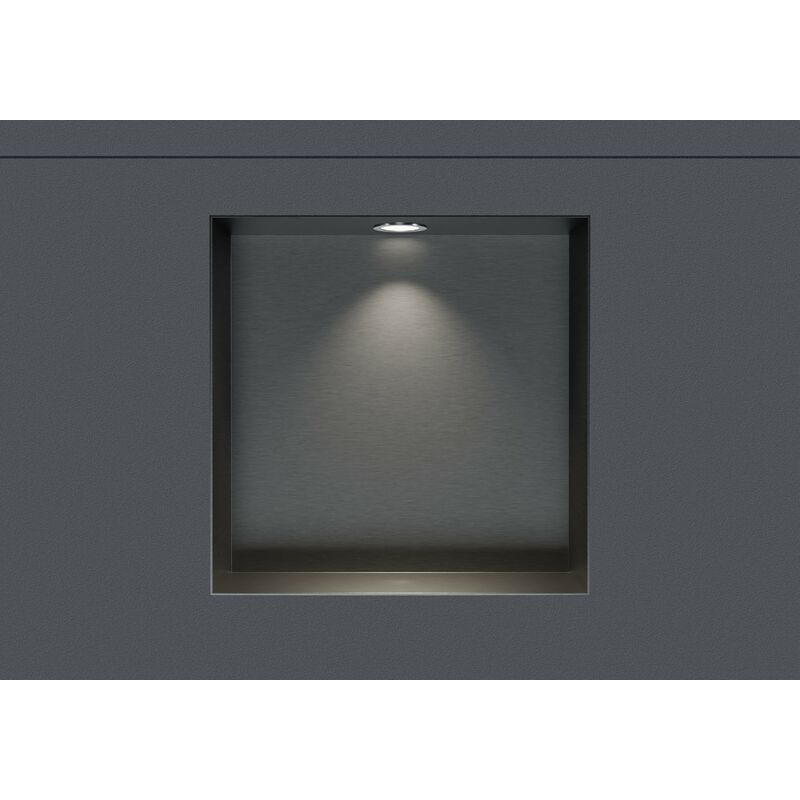 Niche murale douche acier inox + Spot led, étagère rangement douche salle de bain encastrable NT303010X - 30x30x10cm - Bronze à canon, 1x cadre