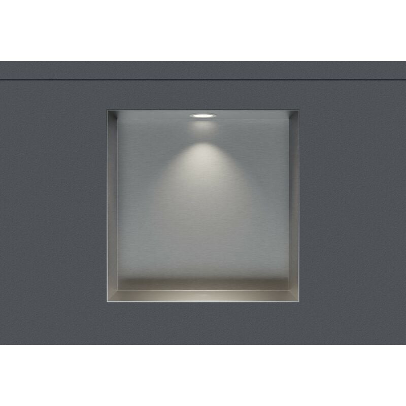 Niche murale douche acier inox + Spot led, étagère rangement douche salle de bain encastrable NT303010X - 30x30x10cm - Acier inoxydable brossé, 1x