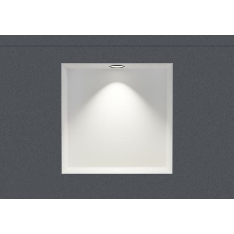 Niche murale douche acier inox + Spot led, étagère rangement douche salle de bain encastrable NT303010X - 30x30x10cm - Blanc, 1x cadre d'installation