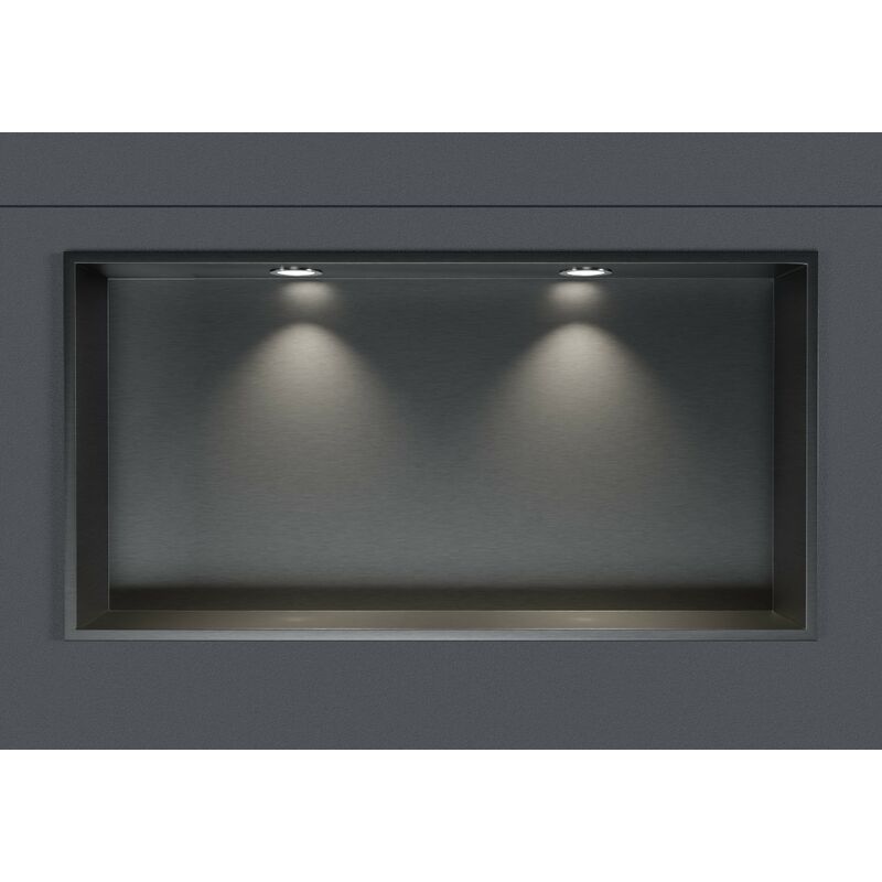 Niche murale douche acier inox + 2 Spots led, étagère rangement douche salle de bain encastrable - 30x60x10cm - Couleur au choix - Bronze à canon, 2x