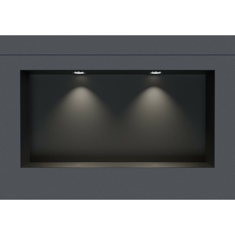 BERNSTEIN - Niche murale douche acier inox + 2 Spots LED, étagère rangement douche salle de bain encastrable NT306010X - 30x60x10cm - Noir, 2x cadre