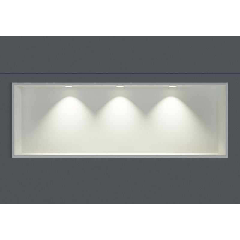 Niche murale douche acier inox + 3 Spots led, étagère rangement douche salle de bain encastrable - 30x90x10cm - Couleur au choix - Blanc, 3x cadre