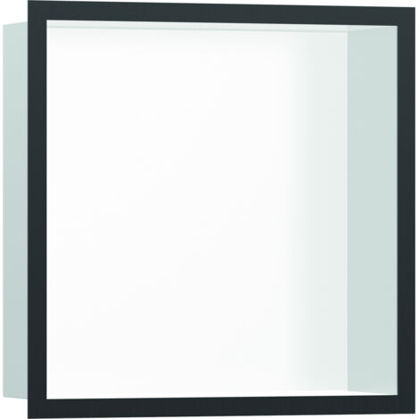 Niche murale fond blanc HANSGROHE XtraStoris cadre noir chromé brossé