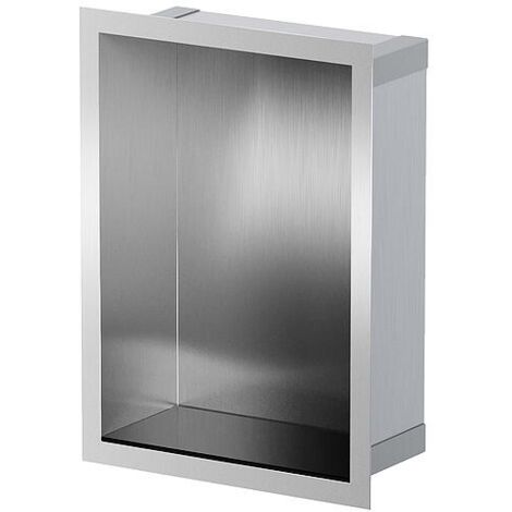 Niche murale pour douche avec cadre de montage et manchette d’étanchéité 234 x 324 x 100 mm, inox brossé