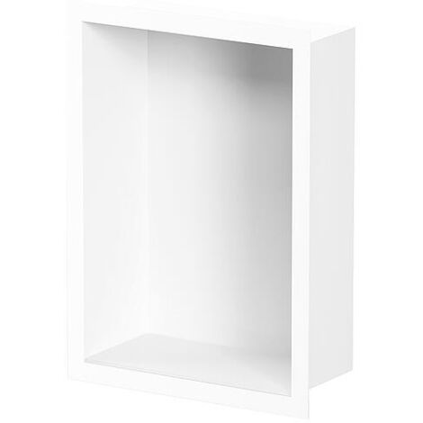 Niche murale pour douche avec cadre d’encastrement et manchette d’étanchéité 234x324x100mm, peint en blanc par poudrage