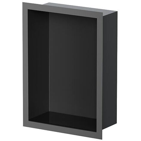 Niche murale pour douche avec cadre d’encastrement et manchette d’étanchéité 234x324x100mm, peint en noir par poudrage