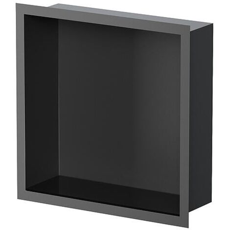 Niche murale pour douche avec cadre d’encastrement et manchette d’étanchéité 324x324x100mm, revêtement par poudre noir