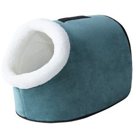 Niche pour animaux semi-fermée avec ouverture inclinée Lit portable pour chat Chaton chaud pour chats, chiens et animaux d'intérieur Bleu 35 x 30 x 45