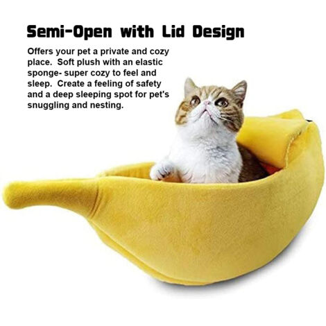 Niche pour chat/chien Banane Douillette - Dôme de repos semi-ouvert pour petit animal - Plush doux