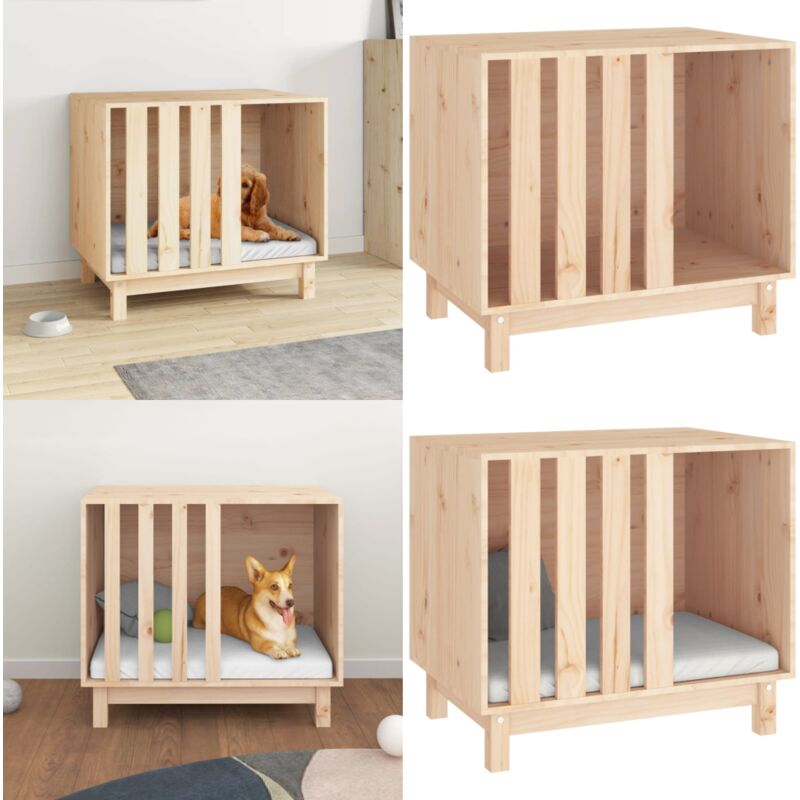 Vidaxl - Niche pour chien 70x50x62 cm Bois de pin massif - maison pour chien - maisons pour chien - Home & Living - Brun