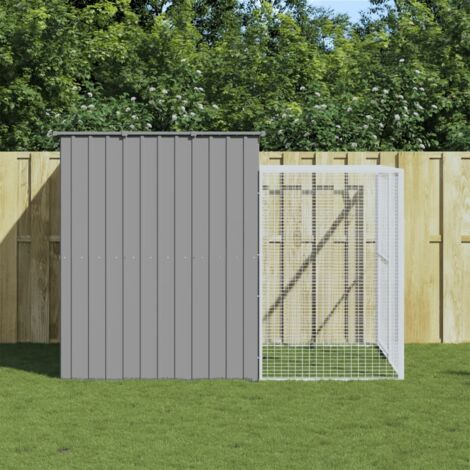Niche pour chien avec cour-Abri pour chien-Chenil gris clair 214x253x181 cm 432252