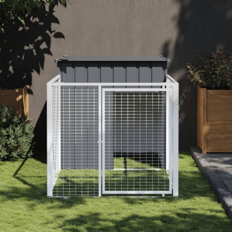 Niche pour chien avec cour anthracite 110x201x110 cm CFW30309