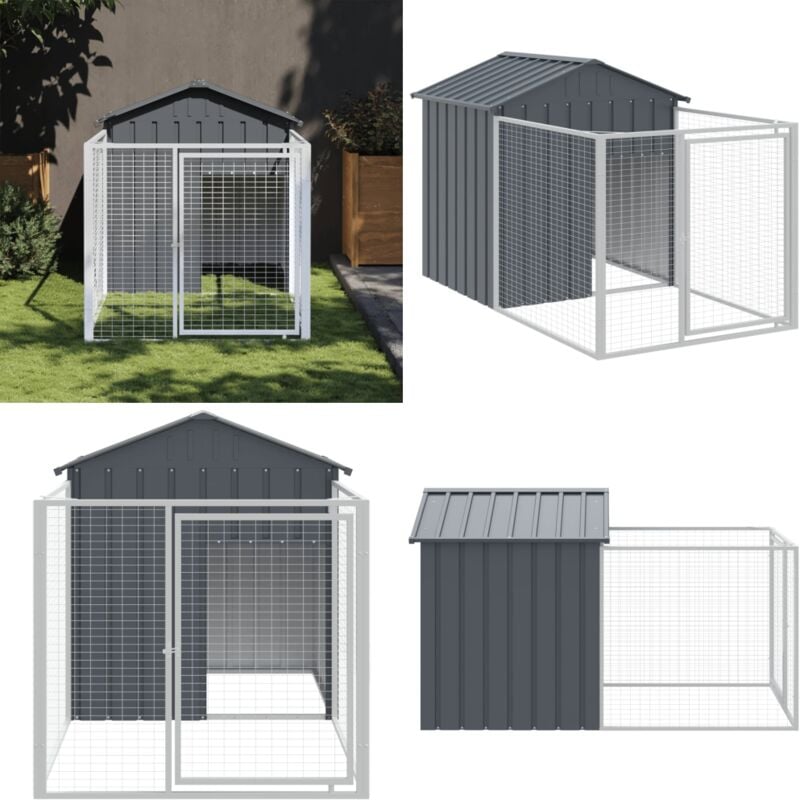 Vidaxl - Niche pour chien avec cour anthracite 117x201x123 cm - niche pour chien - niches pour chien - Home & Living - Anthracite