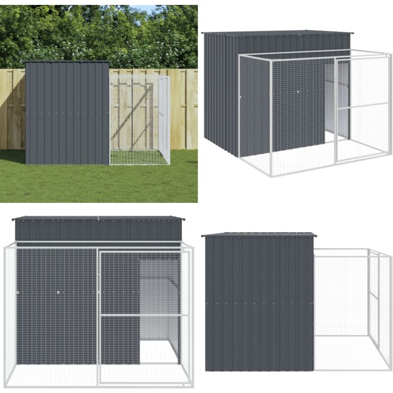 Vidaxl - Niche pour chien avec cour anthracite 214x253x181 cm - niche pour chien - niches pour chien - Home & Living - Anthracite
